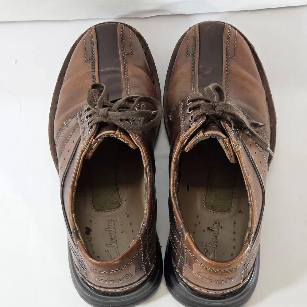 Clarks Men's Size 8M Brown Leather Oxford Comfort Shoes Lace Up Casual Walking